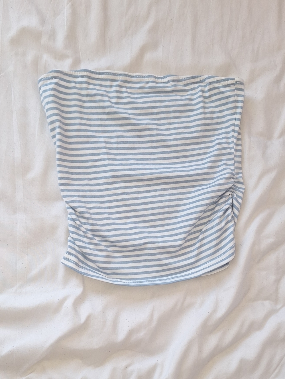 Striped Blue & White Tube Top
